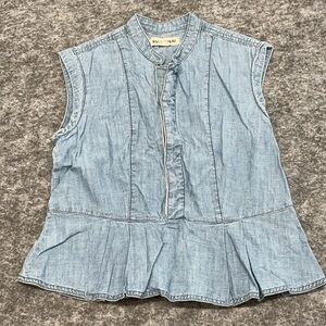Rivet & Thread Western Casual Blue Lightwash Denim Peplum Tank Top